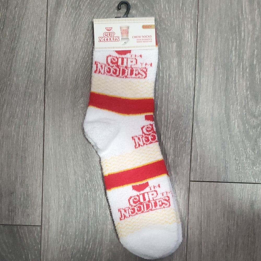ISSI White Crew Socks with Red & Gold Stripes